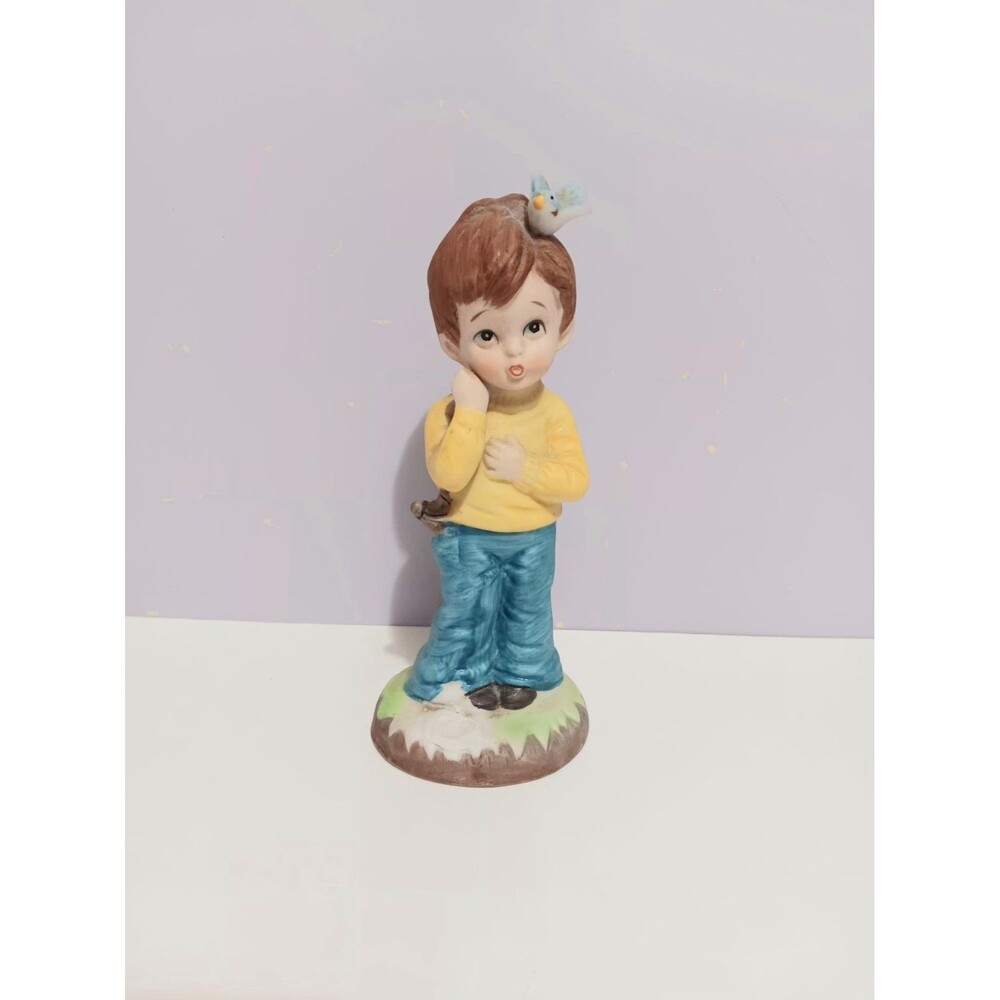 Vintage FBIA Boy Figurine Home Country Farmhouse Decor 5.5 "